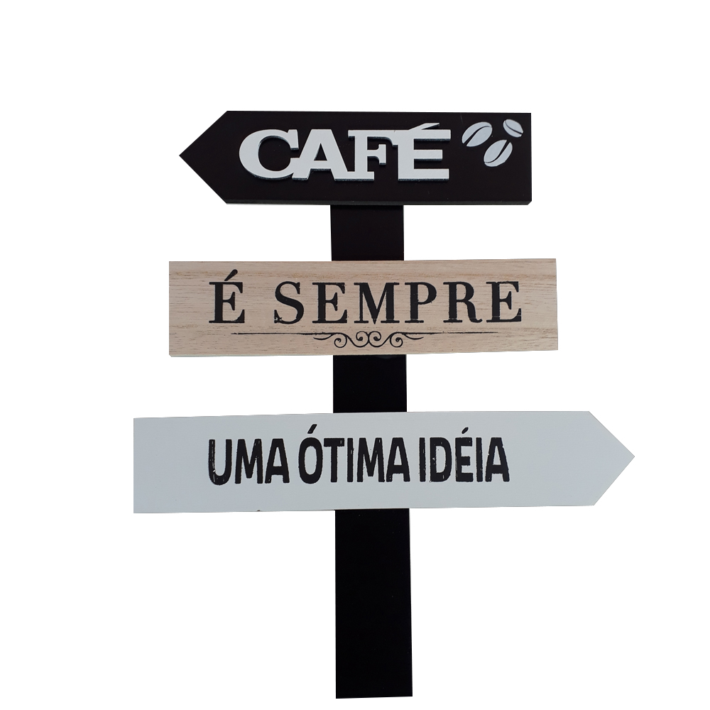 PLACA COFFEE DECORATIVA EM MADEIRA 30X20CM - Clube da Casa - Nova Era