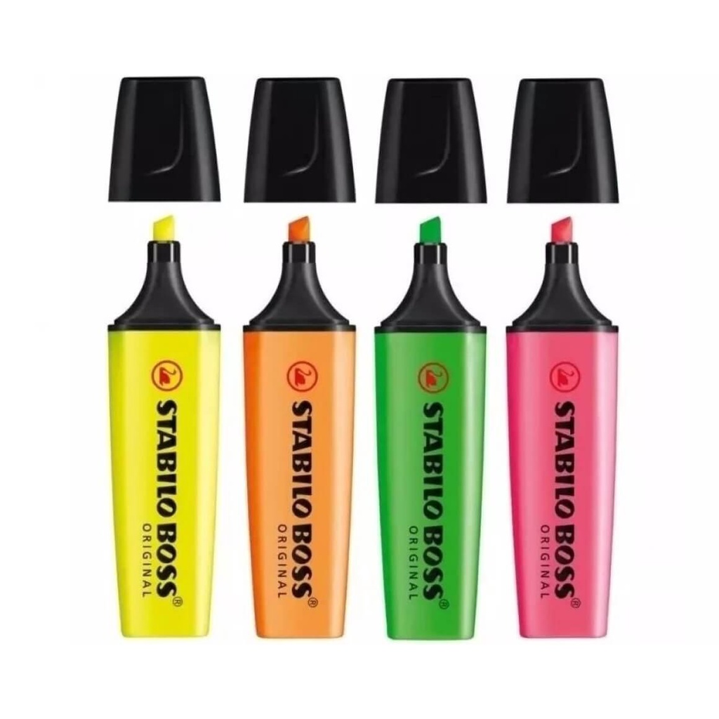 Kit Marca Texto Stabilo Boss Neon 15/704-7 4 Cores | Shopee Brasil