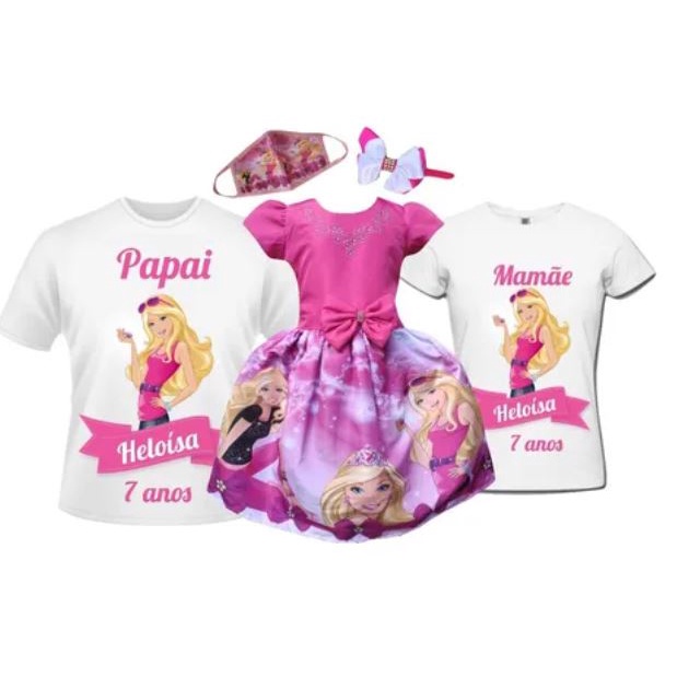 Vestido Princesa Sofia + Camisetas Pai E Mãe + Tiara