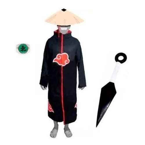 Naruto Akatsuki Cloak Anime Cosplay Costume Set Halloween Cosplay Longo  Cloak