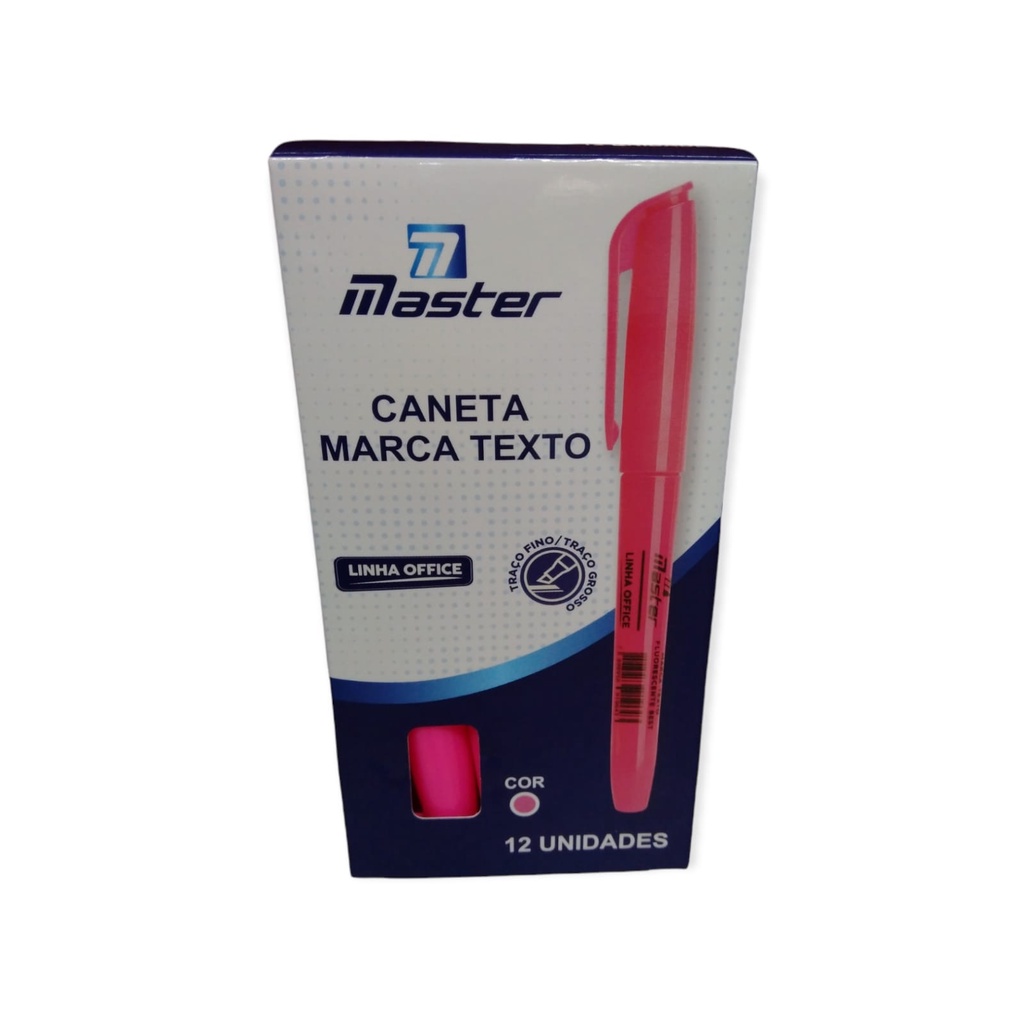 Caneta Marca Texto Rosa Caixa Com 12 Unidades Master | Shopee Brasil