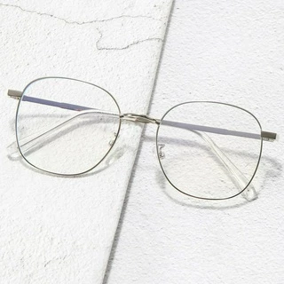 Moda Grande Moldura Anti-Azul Prata Luz Metal Anti-Azul Óculos Preppy Style Glasses