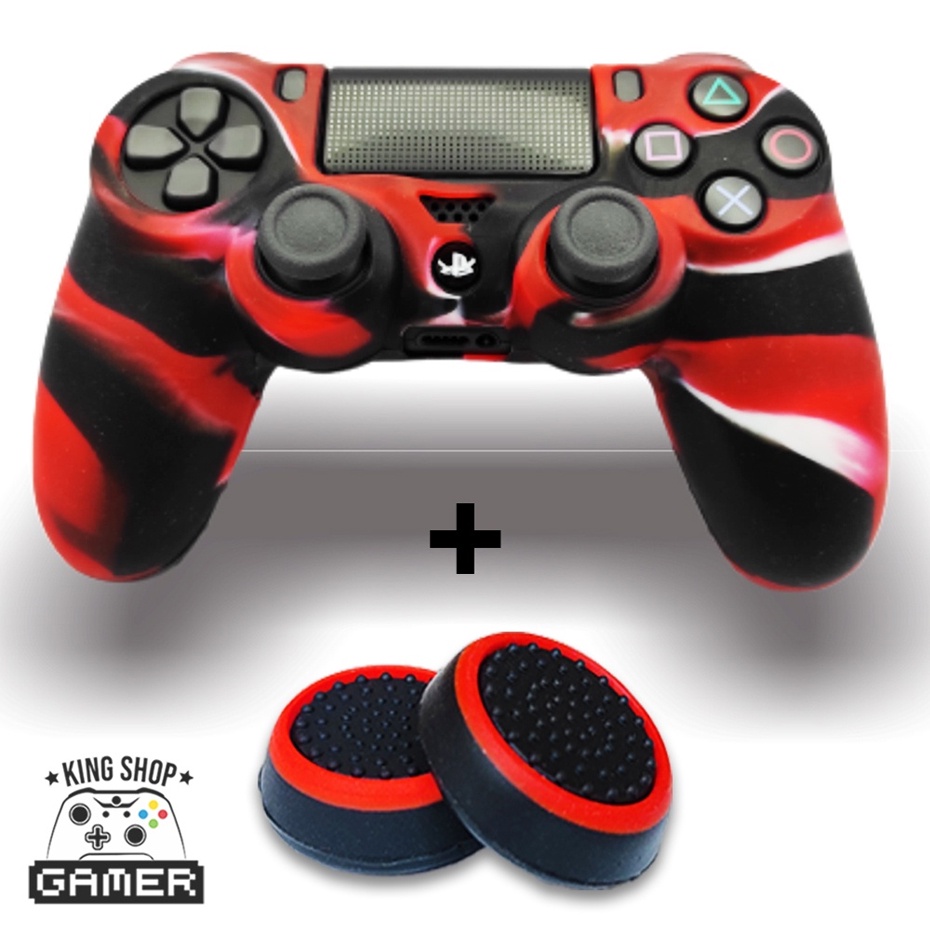 Capa De Silicone Para Controle Dualshock Ps4 + 1 Par Grip Analogico ...