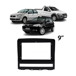 Moldura Painel DVD Central Multimidia 9 Polegadas Fiat Palio Siena Strada Ideia Preta