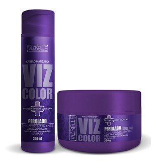 Kit Shampoo E Mascara Matizante Efeito Teia Perolado 300g Vizbelle Ação Antioxidante, Cabelos Descoloridos, Loiros Ou Grisaalhos.