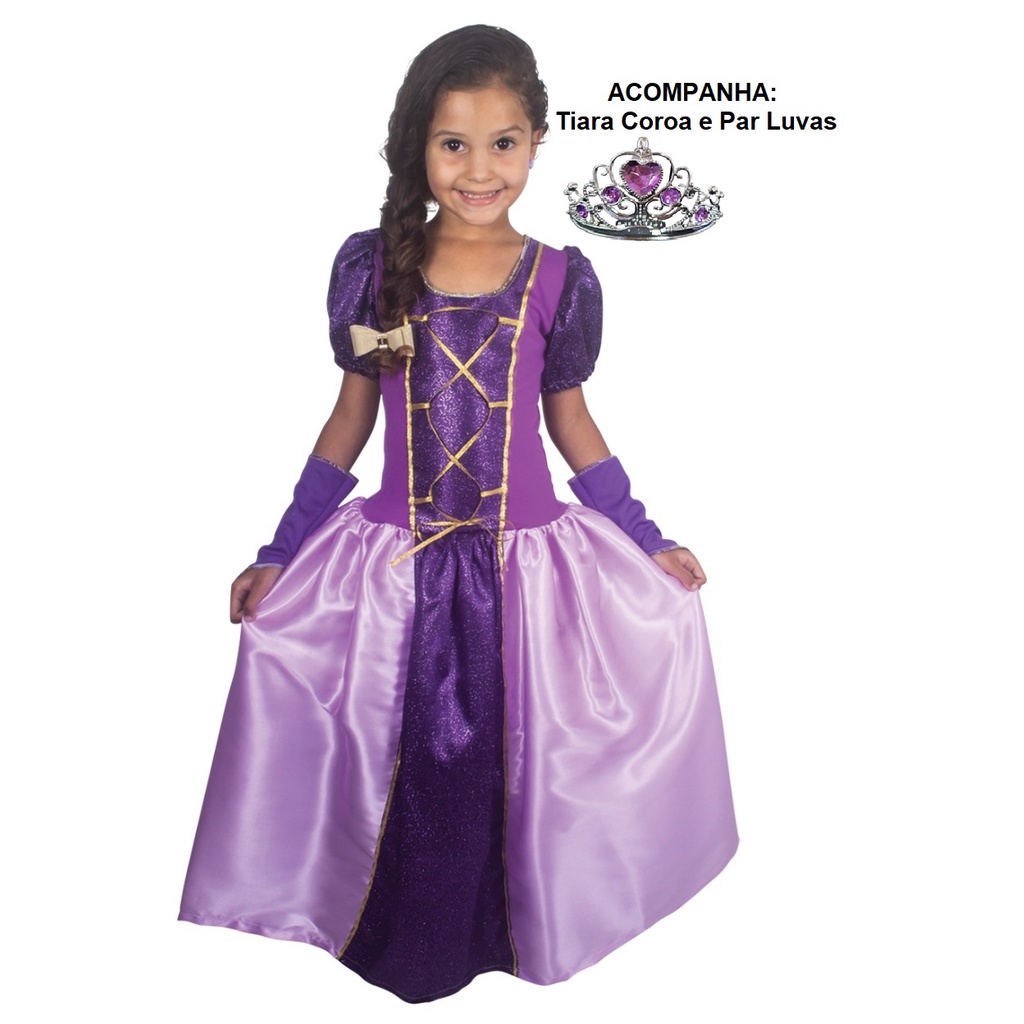 Fantasia Vestido Luxo Infantil Princesa Sofia / Rapunzel C/ Tiara - Kids -  Fantasias para Crianças - Magazine Luiza