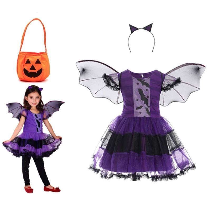 Fantasia vampira infantil estampada pop halloween, extra