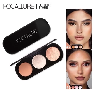 FOCALLURE 3 in 1 Eye Shadow Palette Waterproof Blush Brightening Face Highlighter