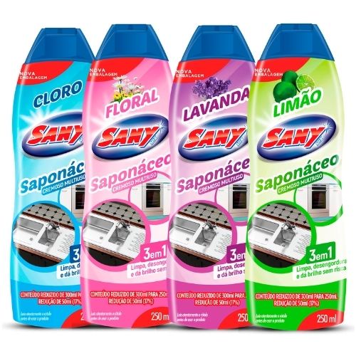 Saponáceo Desengordurante Cremoso Multiuso 3em1 Sany Mix 250ml