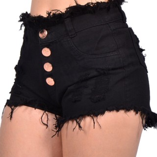 Kit Lote 3 Bermuda Short Jeans Feminino Cintura Alta Hot Pants Destroyed