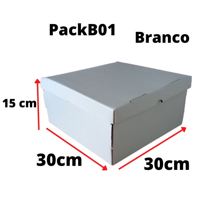 Caixa Para Bolo Branca 30x30x15 Cm - 05 Caixas - Direto De F
