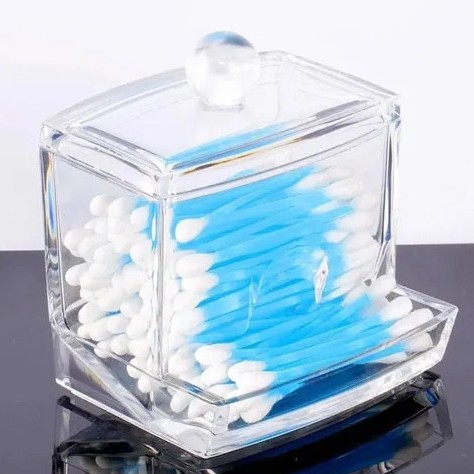 OFERTA Porta Cotonete Higiene Pessoal Limpeza De Pele Composto de Acrílico Multiuso Universal Fratelli