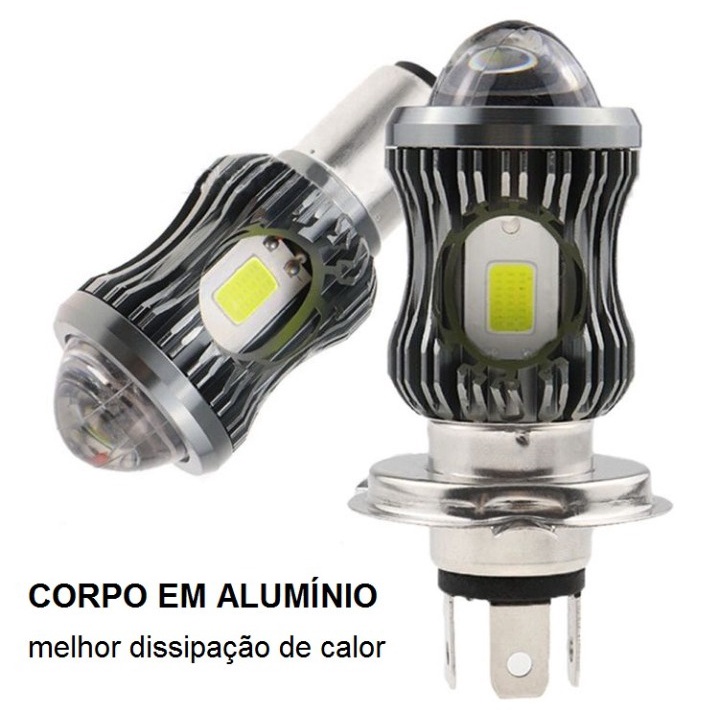 Lâmpada H4 Duplo Led Projetor Carro Moto Caminhão