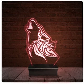 Abajur Luminária Acrílico Led - Lobo Animal 10
