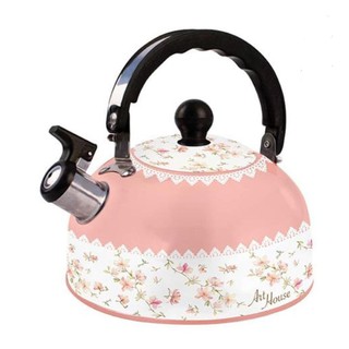 Chaleira Rosa em Aço Inox Pétalas com Apito 1,8L