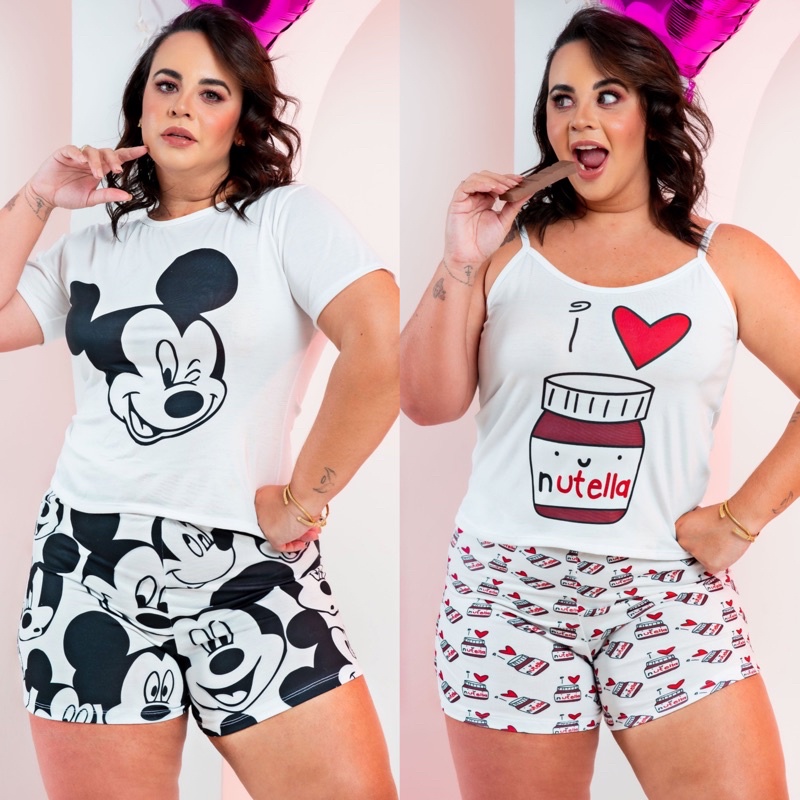 Pijama Plus Size Capri Com Manga Abertura 3 Botões Em Malha