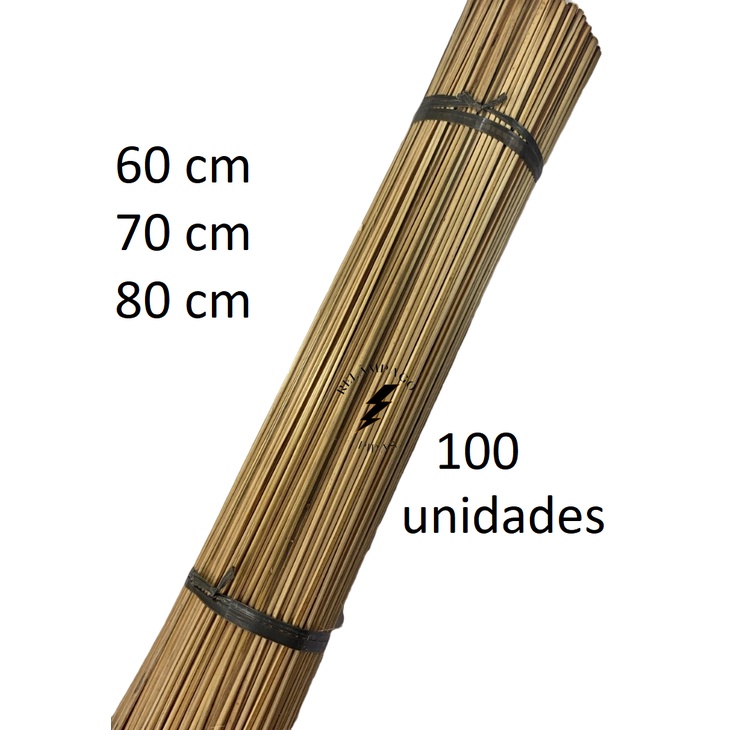 Vareta Bambu Pipa Taquara sem nó Pacote com 100 unidades