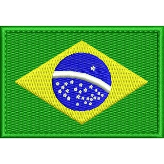Patch Bordado 8x5,5 cm Bandeira do Brasil com carrapicho, para costurar ou termocolante.