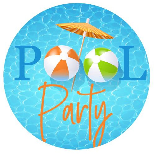 Painel redondo sublimado tecido tema Pool Party 1,50 m x 1,50 m com ...