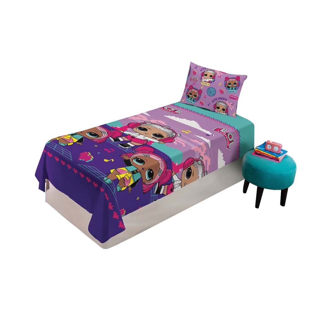 Jogo de Cama Lençol Solteiro Infantil Menina LOL Surprise 2 Peças