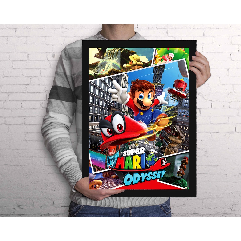 Poster Quadro Moldura Jogo Super Mario Odyssey 32x23cm #31
