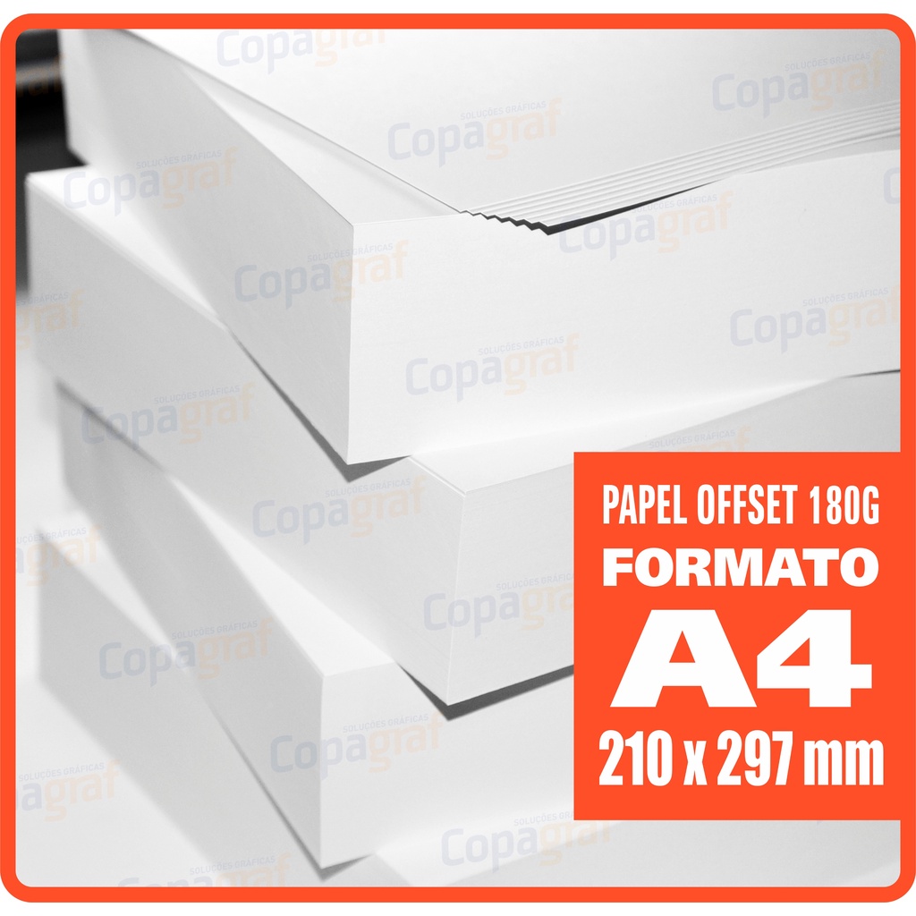 Papel Offset 180g A4 Branco 250 Folha Shopee Brasil 7519