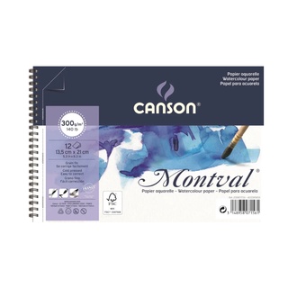 Bloco Aquarela CANSON Espiral Montval Grão Fino 300g com 12 fls 13,5 x 21 cm