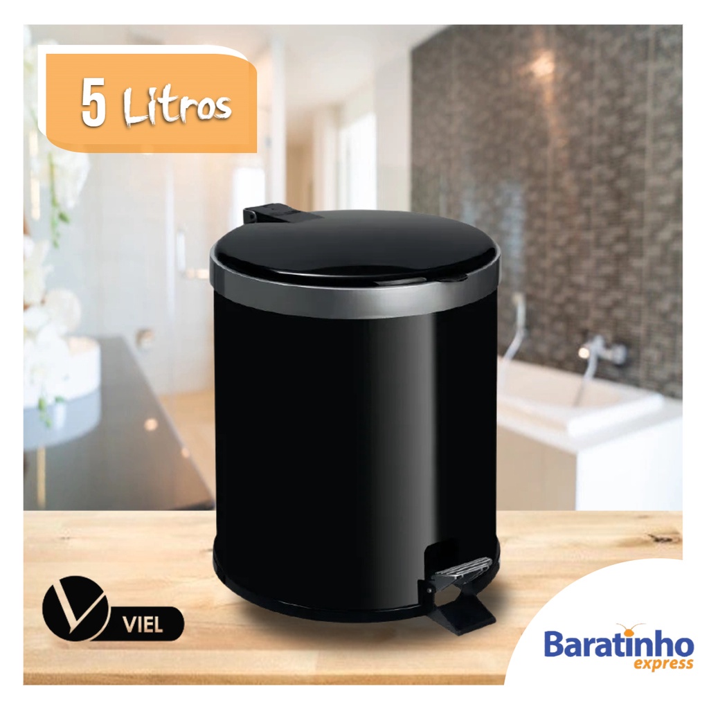 Lixeira Banheiro C/ Pedal 5 Litros Corpo Plástico Preta