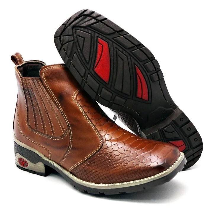 Botas de couro masculina country hot sale cano curto