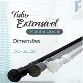 Varão Extensível Ajustável Porta Cortina Box Banheiro 70cm A 1,20m