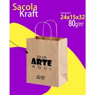 Sacola Kraft personalizada com sua LOGO