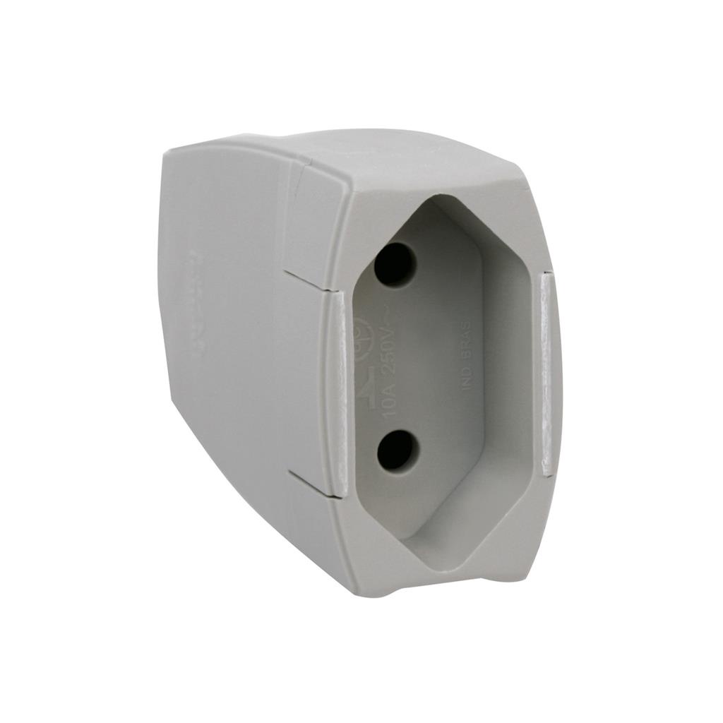 Plug Femea 2P 10A 250V Cinza Axial Com Prensa Cabo | Shopee Brasil