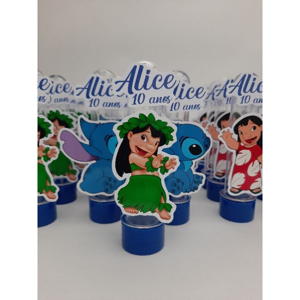 kit com 10 tubetes 3D festa Stitch Personalizados - Escorrega o Preço