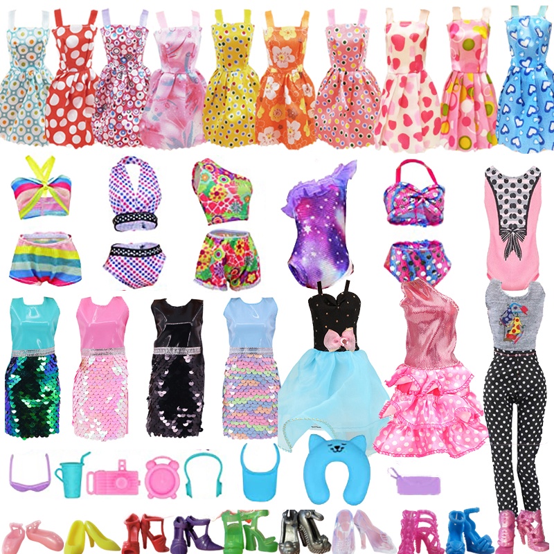 41 Pcs Moda Barato Barbies Boneca Roupas Acessórios Lote Casas Brinquedos  Vestido Presente Para Barbie BJD 1/6