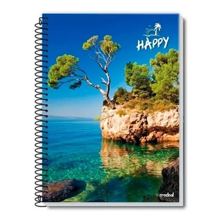 CADERNO 1/4 ESPIRAL 200 FLS CAPA DURA HAPPY ADVENTURE - CREDEAL