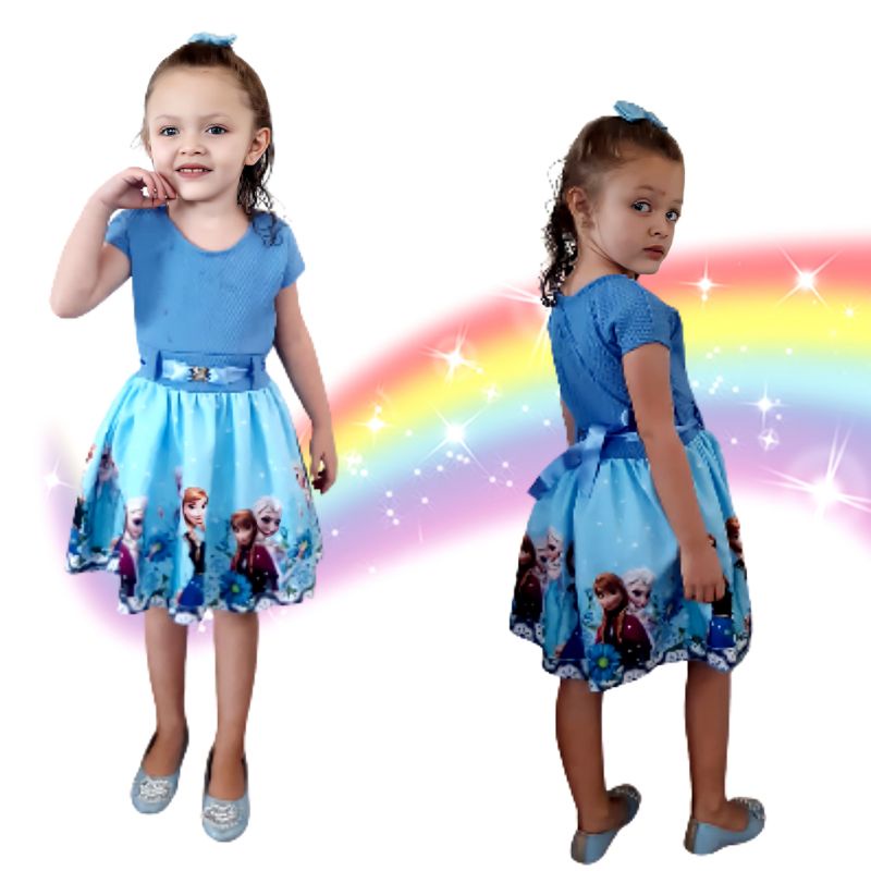 PROMOÇÃO Vestido Infantil Temático Personalizado Festa Frozen