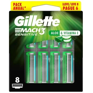 Carga Gillette Mach3 C/8 Sensitive ou Normal