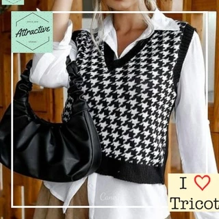 Colete feminino de tricô, moda blogueira - Coleção Outono/inverno 2024