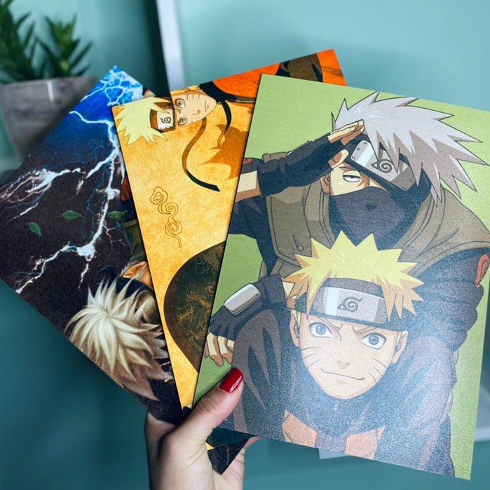 Quadro Metalizado Kakashi Art Realista Anime Naruto Placa Decorativa