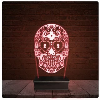 Abajur Luminária Acrílico Led - Caveira Mexicana Masculina