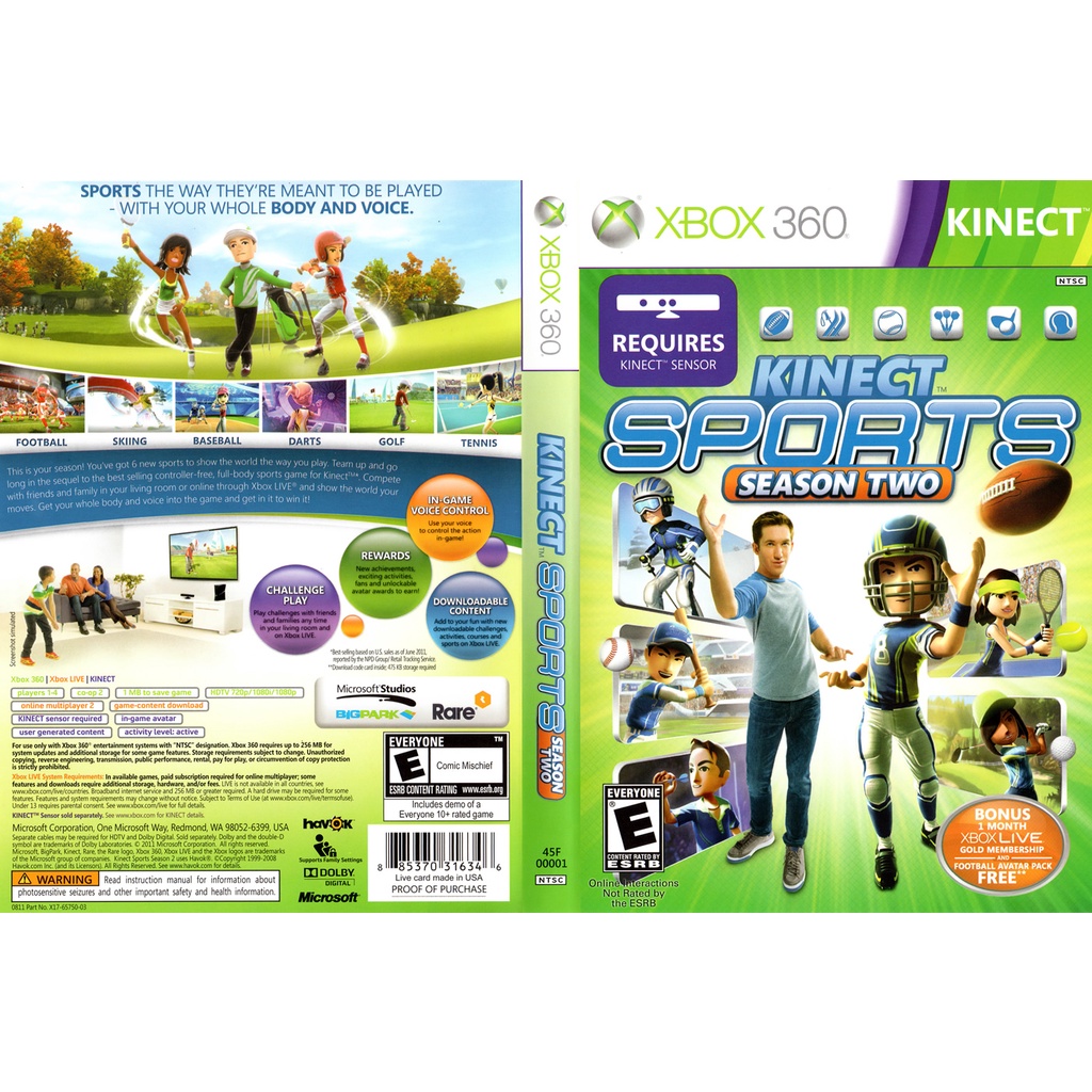 Kinect Sports: Segunda Temporada P/ XBOX360 (LTU/LT/JTAG/RGH) | Shopee ...