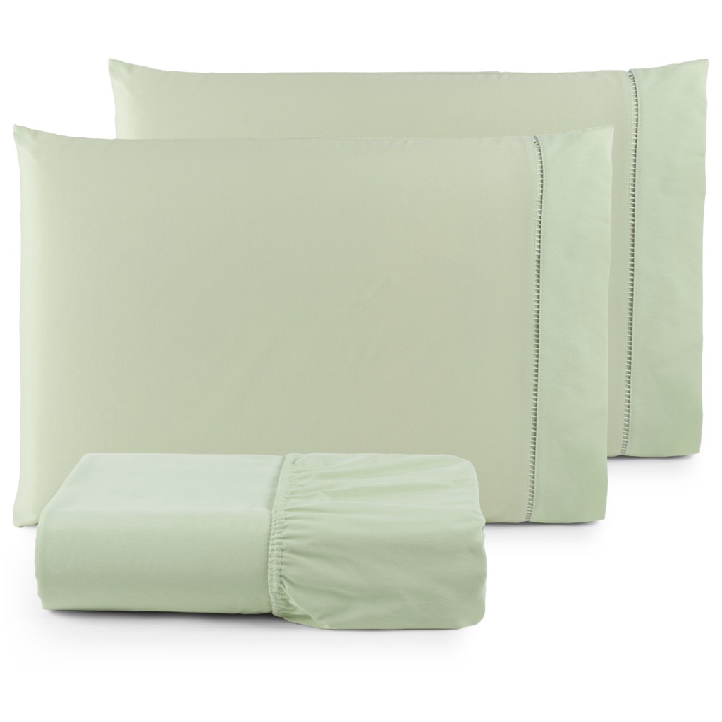 Jogo Lençol King 3 Peças 180 Fios Ponto Palito 100% Algodão