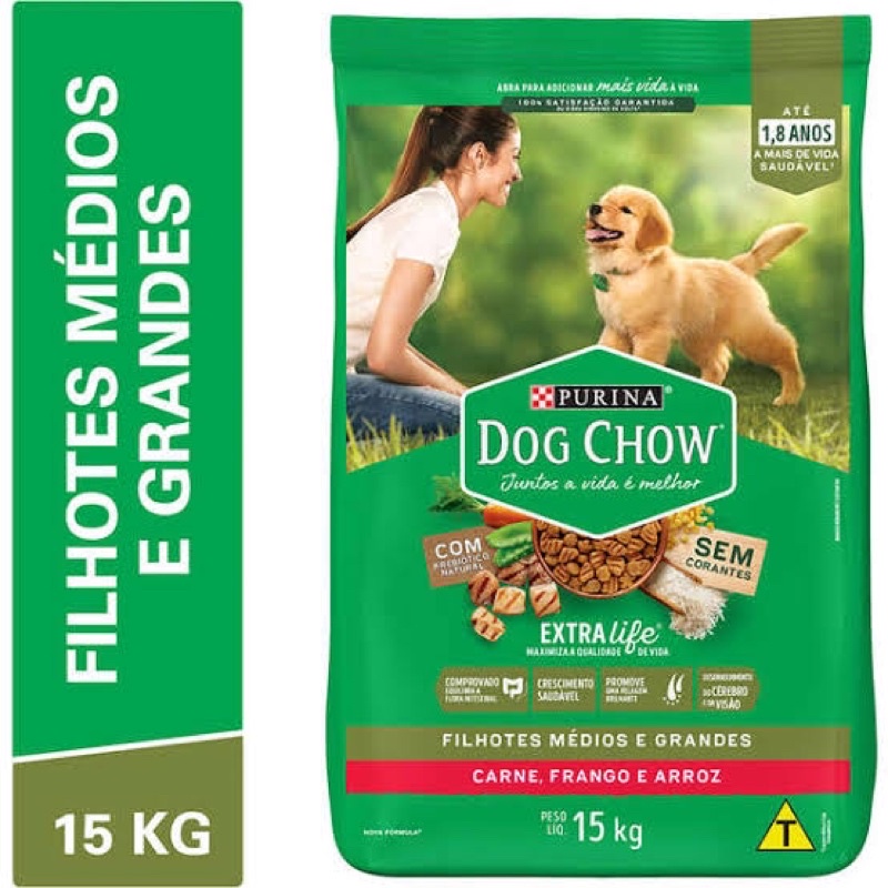 Ração Seca Nestlé Purina Dog Chow Extra Life Cães Adultos Carne