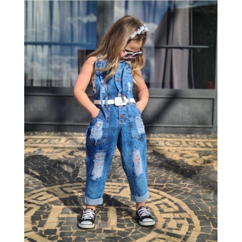 Macacao store jeans infantil