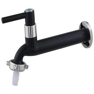 Torneira Tanque Longa Com Bico Para Mangueira 18cm Preta