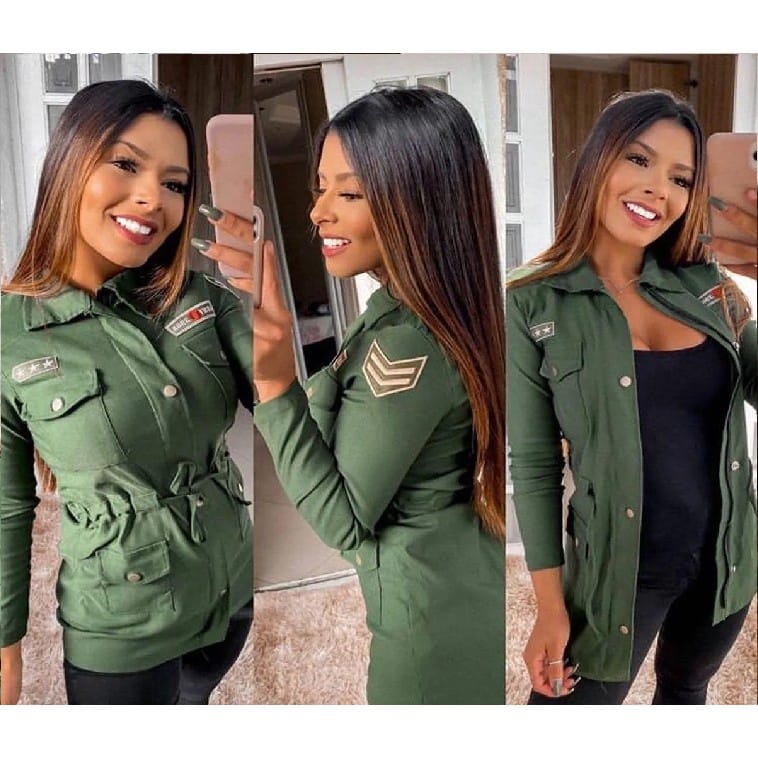 Jaqueta feminina estilo store militar