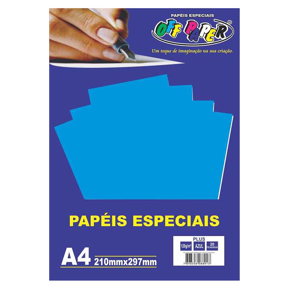 Papel Off Plus A4 120g Azul com 20 Folhas - Off Paper | Shopee Brasil
