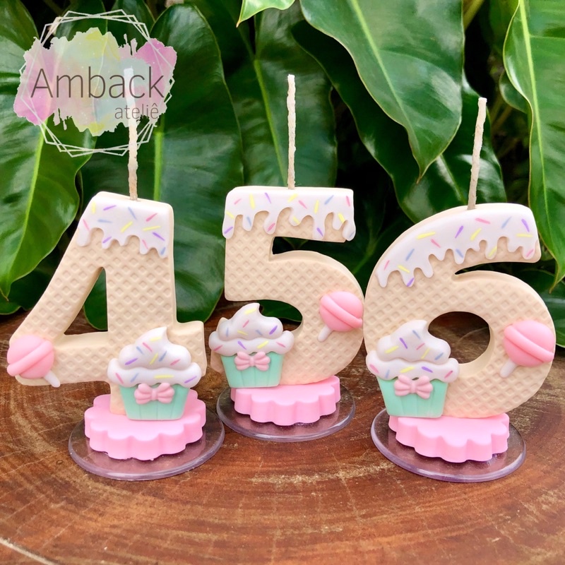 Vela Doces em Biscuit / Confeitaria / Docinhos/ Vela de Aniversário ...