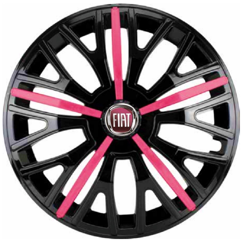 Jogo 4 Calotas Aro 14 Triton Sport Black Pink Fiat Uno Palio Siena Mobi ...