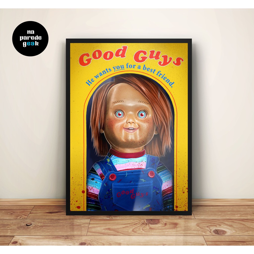 Quadro Decorativo Poster Chucky O Boneco Assasino filme Emoldurado 30x42cm  no Shoptime